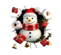 Sticker Mural Créatif De Noel - 3D Père Stickers Porte Rennes, Décorations Amovibles D’autocollants De Fenêtre Bonhomme Neige Noels 3D Pour Les Fêtes Fin D'année, Fenêtres Et Réfrigérateurs