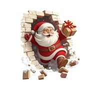 Sticker Mural Créatif De Noël, Grand 3d Père Stickers Porte Rennes, Décoration Murale Amovible Pour Les Fêtes Fin D'année, Fenêtres Et Réfrigérateurs (01-Blanc)