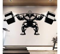 Sticker mural de gymnastique levage gorille Fitness Motivation Muscle musculation haltère vinyle autocollant Gym Crossfit Sport affiche57x25cm