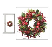 Sticker mural de Noël, couronne de Noël - 38,9 cm - Autocollant pour la maison, la chambre à coucher, la chambre d'enfant, la cuisine, la salle de classe et les fêtes