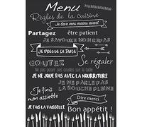 Sticker mural décoratif cuisine, illustration texte noir 68x48cm - Décorez votre intérieur avec les Règles de la maison.