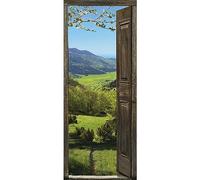Sticker mural décoratif Paysage alpestre verdoyant - 83 cm X 204 cm - Décoration intérieure magnifique pour l'été