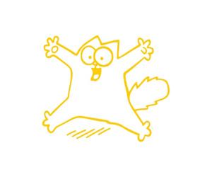 Sticker mural décoratif pour réfrigérateur Motif chat Jaune moutarde 35 x 40 cm