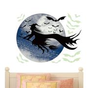 Sticker mural d'Halloween - Décoration murale d'Halloween - Silhouette de lune - Film adhésif pour cuisine et salon