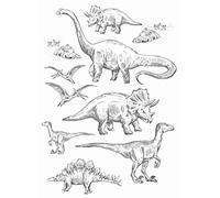 sticker mural dinosaures noir et blanc 47.5 x 66 cm - ESTAhome