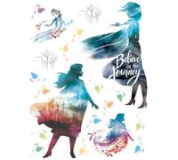 Sticker mural Disney La reine des glaces Anna & Elsa bleu, orange et violet - 600171 - 65 x 85 cm