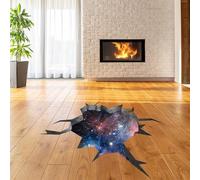 Sticker mural effet 3D Espace profond - Galaxie extérieure Décoration murale Hublot Tunnel Vue Autocollant imprimé 61 x 38,1 cm