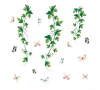 Sticker mural en PVC motif floral vigne papillon pour décoration intérieure de salon, chambre à coucher ou espace de bureau