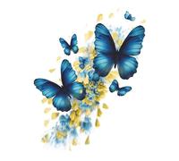 Sticker mural en PVC pour abattant de toilettes Motif papillons Bleu
