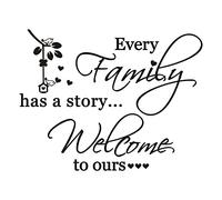 Sticker mural en vinyle amovible avec citation « Every Family Has a Story Welcome to Ours » pour salon, chambre à coucher