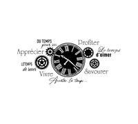 Sticker mural en vinyle avec citation inspirante « Horloge française » pour chambre à coucher, salle de jeux, amour-XL-80x182cm-Black