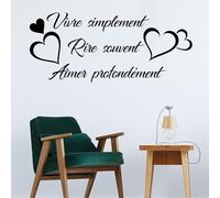 Sticker mural en vinyle avec citation « Vivre » - Décoration d'intérieur - 57 x 25 cm
