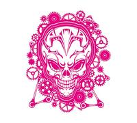 Sticker mural en vinyle Décor Crâne Steampunk Engrenages 54x67.2cm Equipé d'un kit de film de transfert Grand RoseRouge