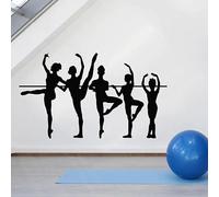 Sticker mural en vinyle Motif ballerine Silhouette Ballet School Studio Artiste Danseuse Théâtre Décoration intérieure Salle de danse 57 x 33 cm
