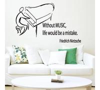 Sticker mural en vinyle Motif piano sans musique La vie serait une erreur 68 x 43 cm