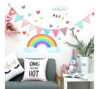 Sticker mural en vinyle personnalisable pour chambre d'enfant Motif arc-en-ciel