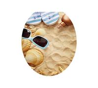 Sticker mural en vinyle pour abattant de WC Motif plage de sable