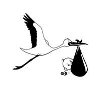 Sticker mural en vinyle pour décoration de chambre d'enfant, cigogne, bébé oiseau, 36x41,5cm, peinture murale, petit format, noir