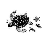 Sticker mural en vinyle pour décoration de plage, tortue de mer, animaux, océan, eau, salle de bain, 48 x 76,4 cm, imperméable, grand format, noir
