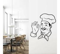 Sticker mural en vinyle pour porte ou fenêtre Motif chef 57 x 60 cm