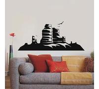 Sticker mural en vinyle pour porte ou fenêtre Motif paysage Falaise et île 30 x 67 cm