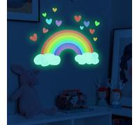 Sticker mural en vinyle pour salle de jeux avec nom d'enfant Motif arc-en-ciel