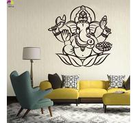 Sticker mural en vinyle pour salon, chambre à coucher, motif mandala et éléphant de Ganesha - 56 cm x 58 cm