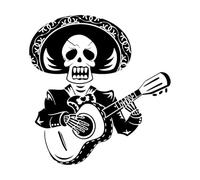 Sticker mural en vinyle pour salon, chanteur de Mariachi, Mexique, Amérique latine, musique, salle de classe, café-XL-92x96cm-Black