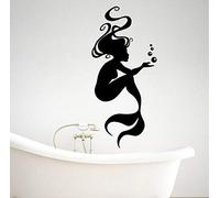 Sticker Mural En Vinyle Sirène Salle De Bain Baignoire Sticker Mural Décoration De La Maison Autocollant De Toilette Bricolage Amovible Art Mural 40X87Cm