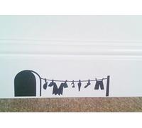 Sticker mural en vinyle Trou de Souris "Lessive de Pirates" Sticker pour Plinthe 19 cm x 6 cm.-