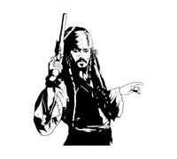 Sticker mural et mural en vinyle Captain Jack Sparrow's Pirate Adventure Movie 36x43.5cm Installation facile Petit Noir