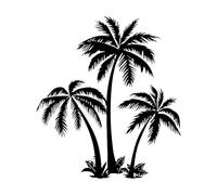 Sticker Mural et Mural en Vinyle Palmiers Tropicaux Enfants Vacances d'Été Paysage Plage Palmier Voyage Faune 36x38.9cm Ne pas endommager la surface du mur Petit Noir