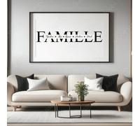Sticker Mural FAMILLE Personnalisé - 55×8,7 cm - Jusqu’à 5 Prénoms avec Cœurs ou Points - Décoration Murale Vinyle - Noir/Blanc/Or/Argent - Salon, Entrée, Mariage