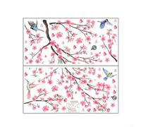 Sticker Mural Fleur Branche Oiseau Décoration Salon Entrée PVC