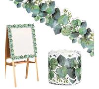 Sticker mural Frise d'eucalyptus | 15 m Frise perforée d'eucalyptus | Bordure perforée feuilles vertes pour salle de classe | Stickers muraux décoratifs pour la rentrée scolaire
