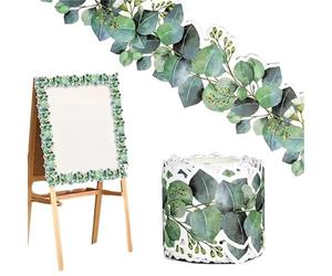 Sticker mural Frise d'eucalyptus | 15 m Frise perforée d'eucalyptus | Bordure perforée feuilles vertes pour salle de classe | Stickers muraux décoratifs pour la rentrée scolaire