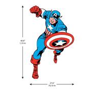 Sticker mural géant - Marvel Captain America - Noir - Décoration murale - Repositionnable