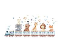 Sticker mural girafe Animal Wall Art Cartoon Animal Mignon Éléphant Girafe Train Stickers muraux Décoration de chambre d'enfant Stickers muraux