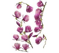 Sticker mural grand format 68 cm X 48 cm, décoration intérieure avec photo de branches de magnolia violet, décorez votre intérieur !