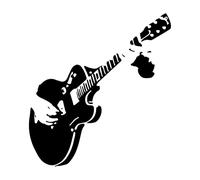 Sticker mural guitare électrique noir PVC musique art mural autocollant 60 cm x 55 cm décoration d'intérieur moderne