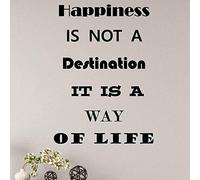 Sticker mural « Happiness is Not a Destination It is A Way of Life » pour décoration de bureau ou de maison, créant une atmosphère positive et réconfortante avec autocollant mural amovible noir 56 x