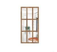 Sticker mural imitation 3D avec cadre en bois et miroir en acrylique - Autocollant décoratif pour salon, chambre à coucher - 44 x 22 cm (bois)