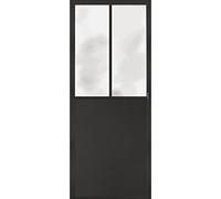 Sticker mural industriel noir 204 cm X 83 cm, trompe l'oeil porte atelier, décoration murale unique et originale.
