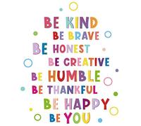 Sticker Mural Inspiré Coloré Sticker Phrases de Motivation Autocollant de Citation de Lettrage Inspirant Be Thankful, Be Brave, Be Creative Décalcomanies pour Décoration de Chambre d'Enfant Pépinière