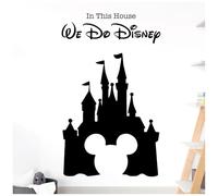 Sticker mural inspiré de Disney pour chambre à coucher - We Do Disney - Château, Mickey Mouse [Noir]