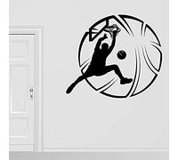 Sticker Mural Joueur De Basket Autocollant De Décoration De Stade De Chambre À Coucher De Garçon Stickers Salon Cuisine Chambre Papiers Peints Muraux De La Famille 74x84cm