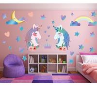 Sticker mural licorne grande taille licorne arc-en-ciel décoration murale pour chambre d'enfant chambre d'enfant décoration de Noël fête d'anniversaire