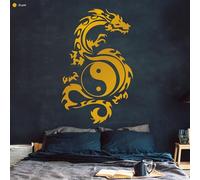 Sticker mural Loft signe tribal Yin Yang Dragon - Sticker mural/49 couleurs/3 tailles/Stickers muraux/stickers muraux, Vinyle, noir, 55 x 88 cm (B x H)