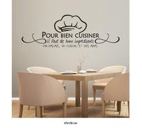 Sticker Mural - Lumaléa - Citation Pour bien cuisiner... - Noir - 47x138 cm