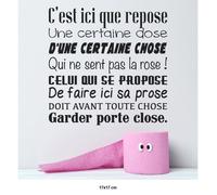 Sticker Mural - Lumaléa - Citation Toilettes - Noir - 17x17 cm